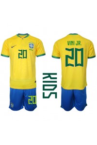 Brasilia Vinicius Junior #20 Jalkapallovaatteet Lasten Kotipeliasu MM-kisat 2022 Lyhythihainen (+ Lyhyet housut)